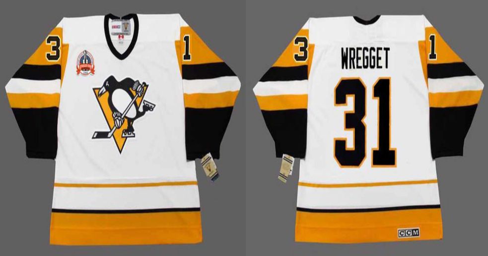2019 Men Pittsburgh Penguins #31 Wregget White yellow CCM NHL jerseys